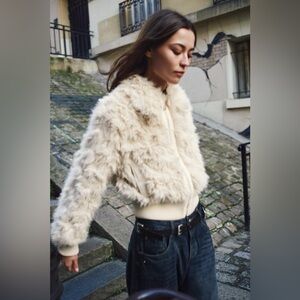 ZARA FAUX FUR BOMBER JACKET